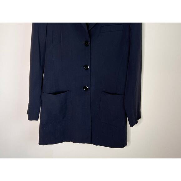 Max Mara Long Sleeve Notch Lapel Single Breasted Blazer Jacket Black Womens US 8 - Picture 3 of 6